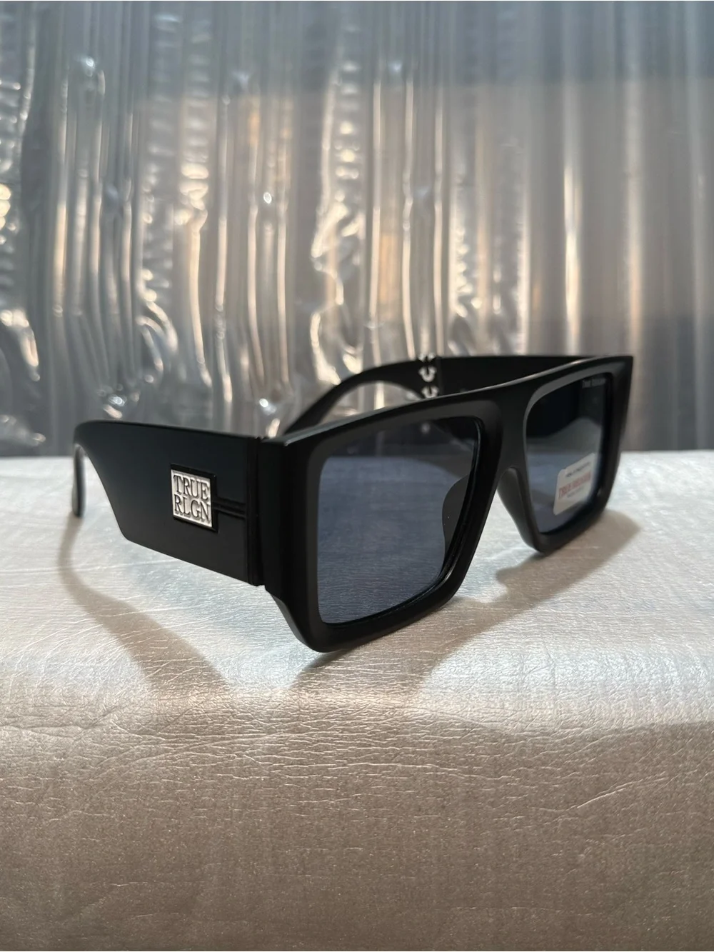 True Religion-UniSex TRM1894X-4MBF-S Matte Black Oversized Square Sunglasses NWT